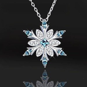 Sparkling Snowflake Pendant Necklace with Zirconia