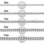 Silver Stainless Steel Cuban Curb Chain Necklace