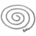 Silver Stainless Steel Cuban Curb Chain Necklace