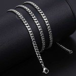 Silver Stainless Steel Cuban Curb Chain Necklace