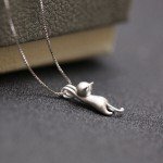 Sterling Silver Cat Pendant Necklace for Women