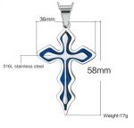 Cross Pendant Necklace in Blue Stainless Steel