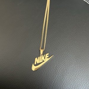 Gold Plated Nike Swoosh Pendant Necklace 20”