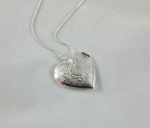 Sterling Silver Heart Locket Necklace, 18