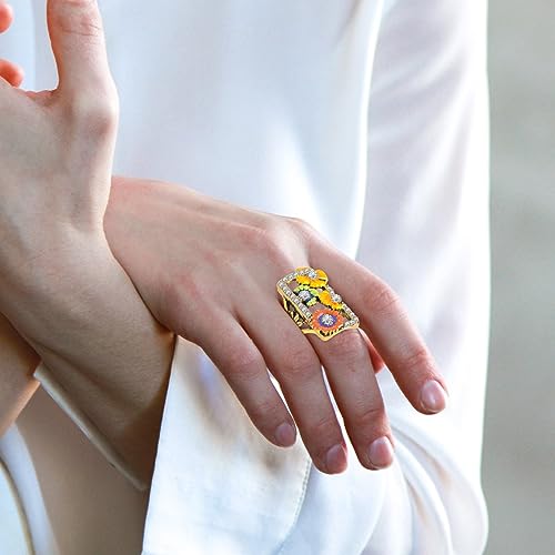 Enamel Flower Square Cocktail Party Ring for Women