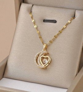 Gold Plated Heart Pendant Necklace for Women