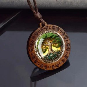 Bohemian Tree of Life Wooden Pendant Necklace
