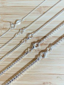 925 Sterling Silver Box Chain Pendant Necklace