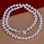 Women's 925 Silver 10mm Hollow Bead Necklace