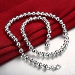 Women's 925 Silver 10mm Hollow Bead Necklace