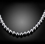 Women's 925 Silver 10mm Hollow Bead Necklace