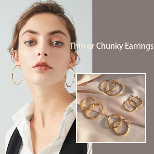 Gold Hoop Earrings Set - Trendy Fashion Jewelry Gift