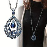 Vintage Teardrop Pendant Necklace with Zirconia