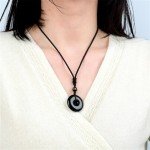 Black Obsidian Round Pendant Necklace for Protection