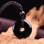 Black Obsidian Round Pendant Necklace for Protection