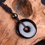 Black Obsidian Round Pendant Necklace for Protection