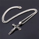 Men's Stainless Steel Jesus Cross Pendant Necklace