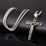 Men's Stainless Steel Jesus Cross Pendant Necklace