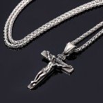 Men's Stainless Steel Jesus Cross Pendant Necklace