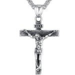 Men's Stainless Steel Jesus Cross Pendant Necklace