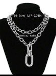 Chunky Silver Multi-Layer Chain Choker Necklace