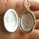 Sterling Silver Oval Photo Locket Pendant Necklace