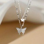 Double Layer Butterfly Pendant Necklace
