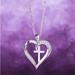 Sterling Silver Heart Cross Faith Pendant Necklace