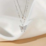 Double Layer Butterfly Pendant Necklace