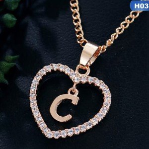 Personalized Rose Gold Initial Heart Pendant Necklace