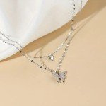 Double Layer Butterfly Pendant Necklace