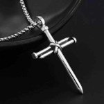 Men's Jesus Nail Cross Pendant Necklace 24