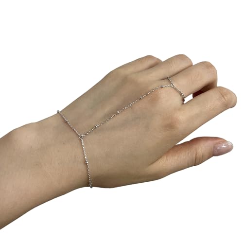 Adjustable 925 Sterling Silver Hand Chain Bracelet