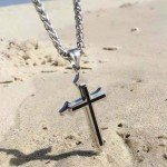 Men's Black Cross Pendant Stainless Steel Necklace