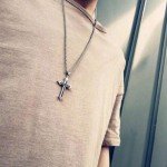 Men's Black Cross Pendant Stainless Steel Necklace