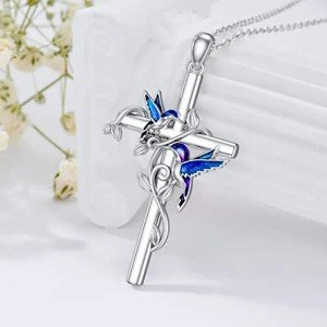 Silver Hummingbird Cross Pendant Necklace for Everyone