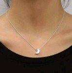 White Fire Moon Pendant on Sterling Silver Chain