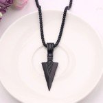 Black Arrowhead Pendant Necklace for Men - 24" Chain