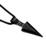 Black Arrowhead Pendant Necklace for Men - 24" Chain