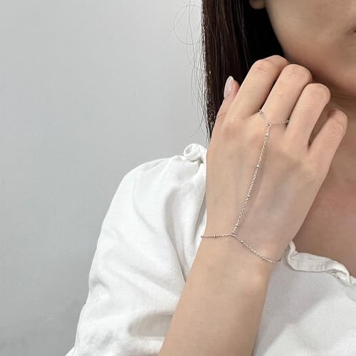 Adjustable 925 Sterling Silver Hand Chain Bracelet