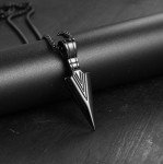 Black Arrowhead Pendant Necklace for Men - 24" Chain
