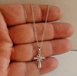 Sterling Silver Cross Necklace with Lab Diamonds
