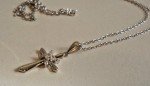Sterling Silver Cross Necklace with Lab Diamonds