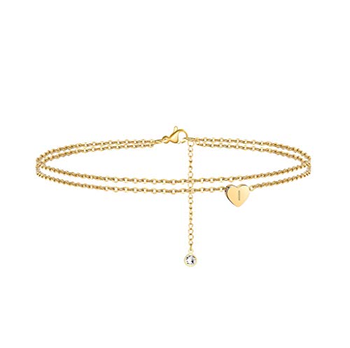 Personalized 14K Gold Filled Initial Anklets for Women