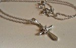 Sterling Silver Cross Necklace with Lab Diamonds