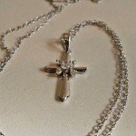 Sterling Silver Cross Necklace with Lab Diamonds