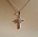 Sterling Silver Cross Necklace with Lab Diamonds