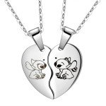 Couple's Heart Matching Necklace - Lilo & Stitch