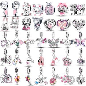 Pink Butterfly Flower Charm for DIY Jewelry
