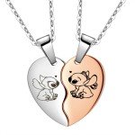 Couple's Heart Matching Necklace - Lilo & Stitch